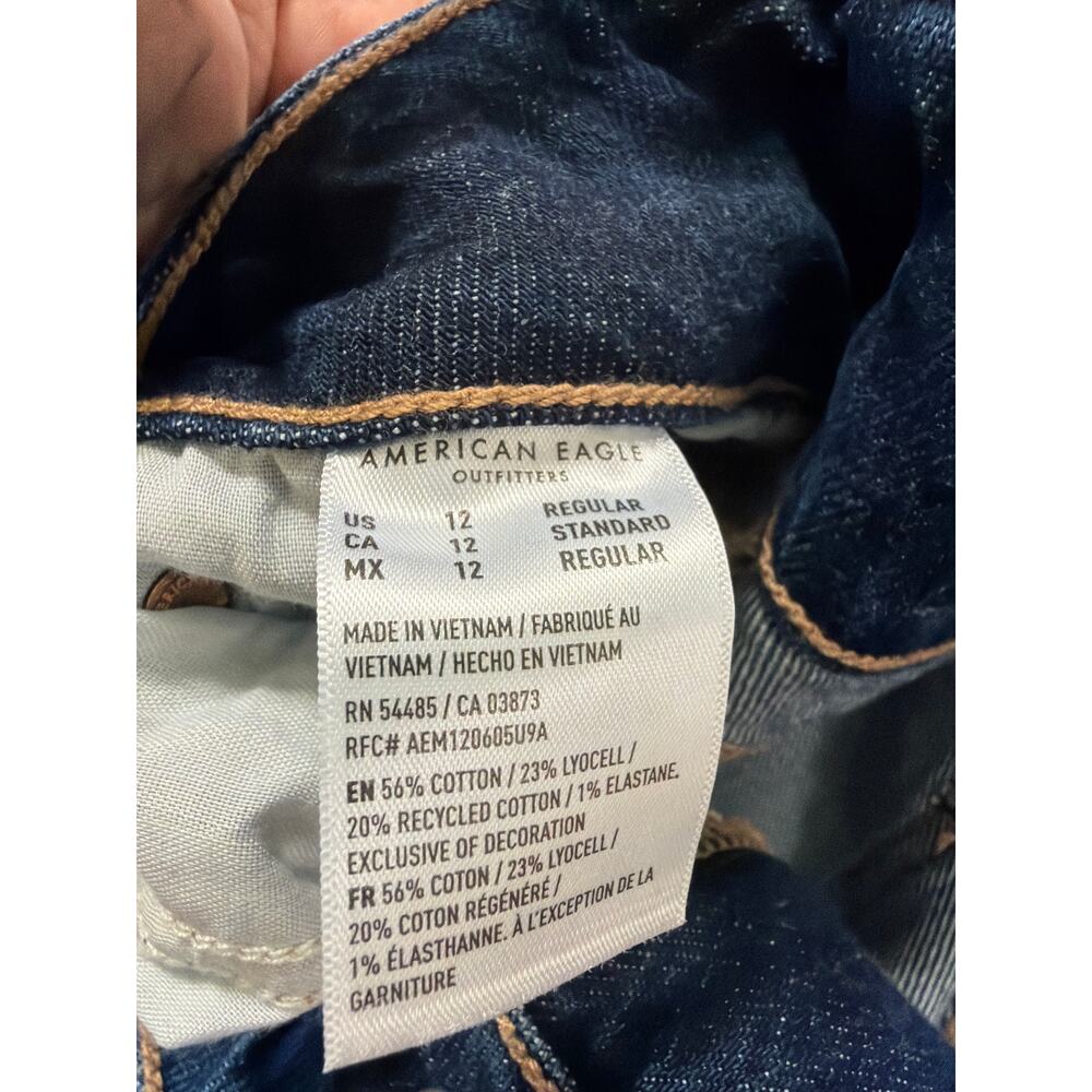 American Eagle Dark Wash Low Rise Flare Jeans Wide Leg women's 12 - Picture 4 of 5